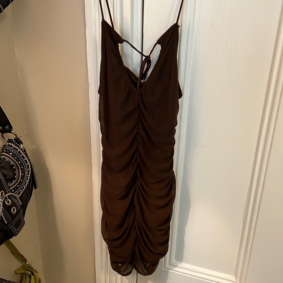 Motel Rocks Dresses & Skirts - Motel Rocks brown ruched bodycon mini dress